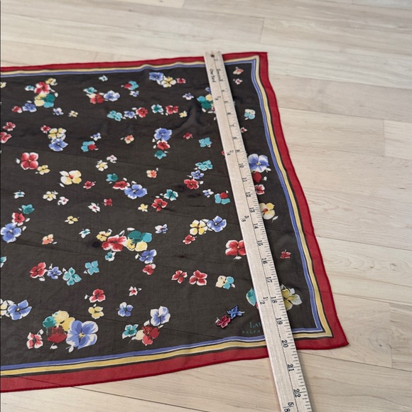 Lauren Ralph Lauren 100% Silk Sheer Floral Scarf-Preppy-Cottagecore - Picture 6 of 7